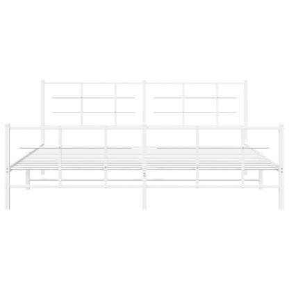 Bedframe met hoofd- en voeteneinde metaal wit 193x203 cm