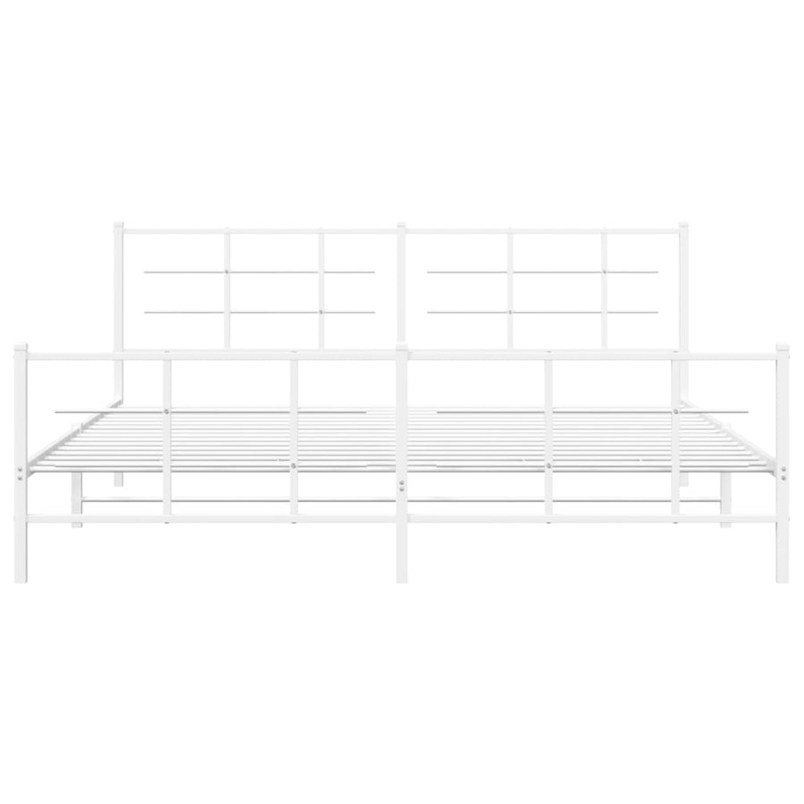 Bedframe met hoofd- en voeteneinde metaal wit 193x203 cm