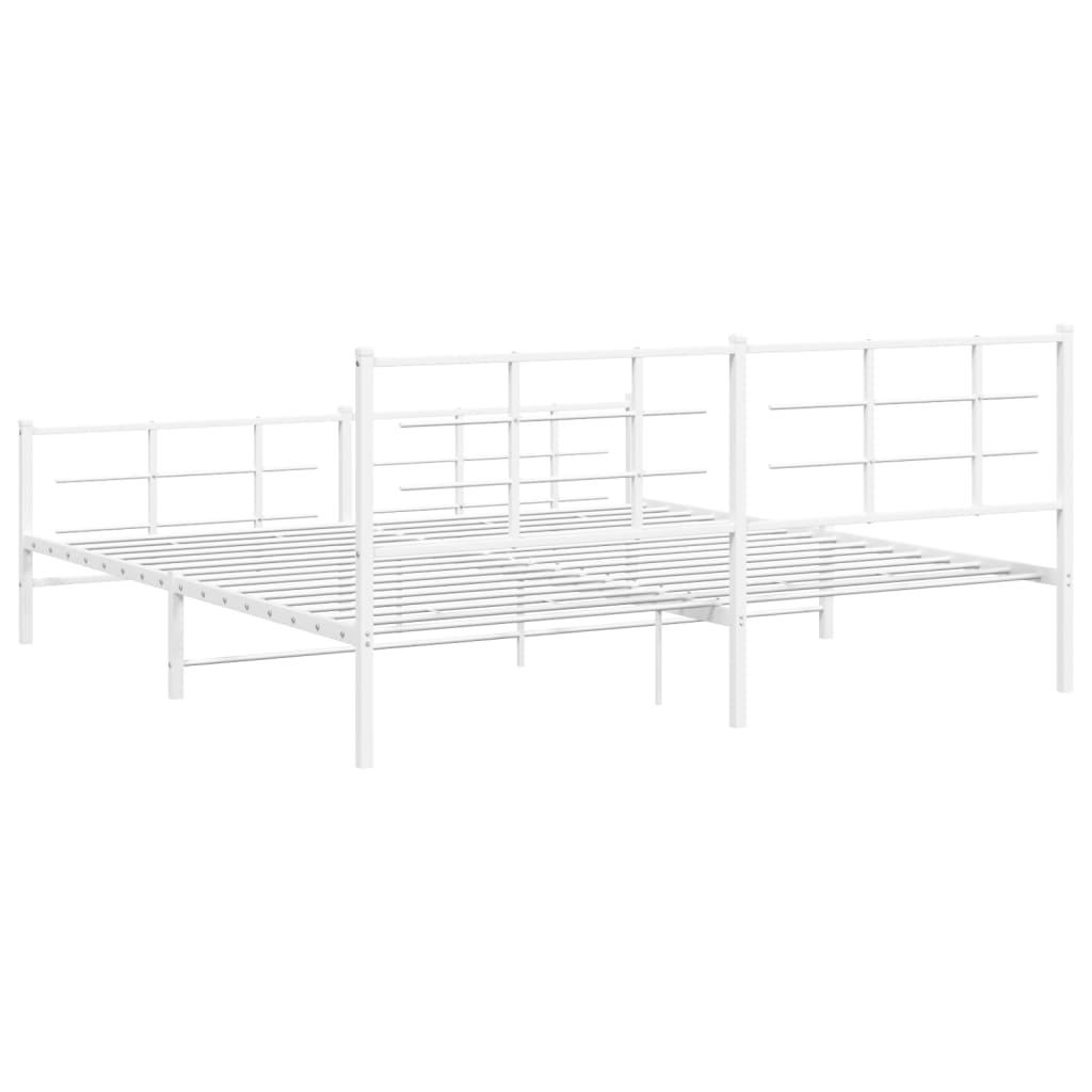 Bedframe met hoofd- en voeteneinde metaal wit 193x203 cm