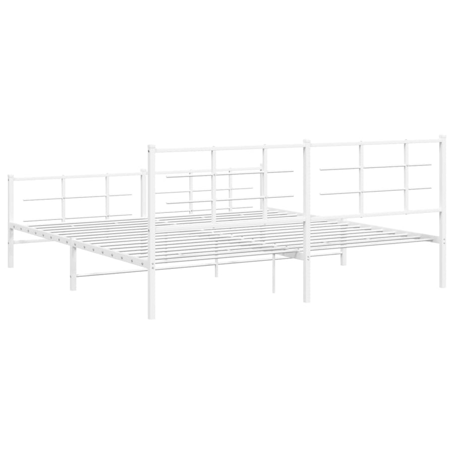 Bedframe met hoofd- en voeteneinde metaal wit 193x203 cm