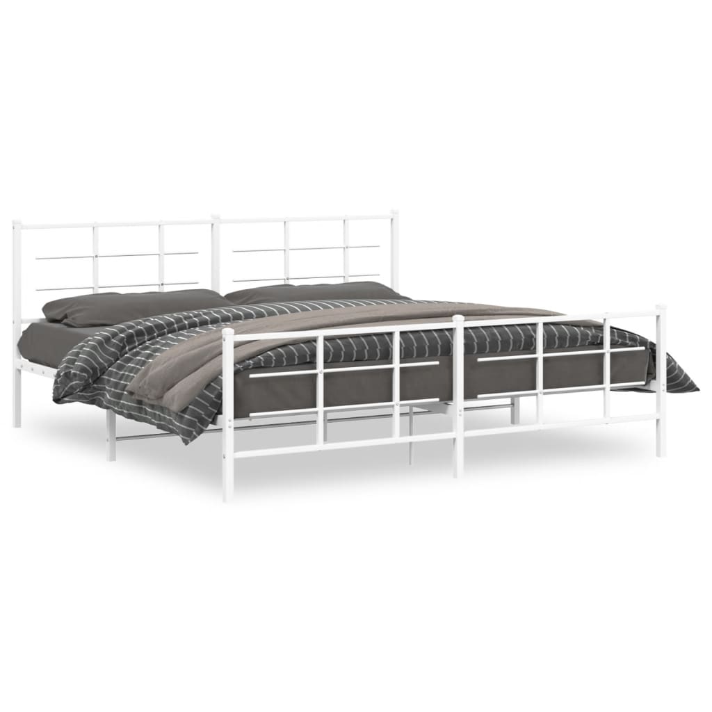 Bedframe met hoofd- en voeteneinde metaal wit 193x203 cm