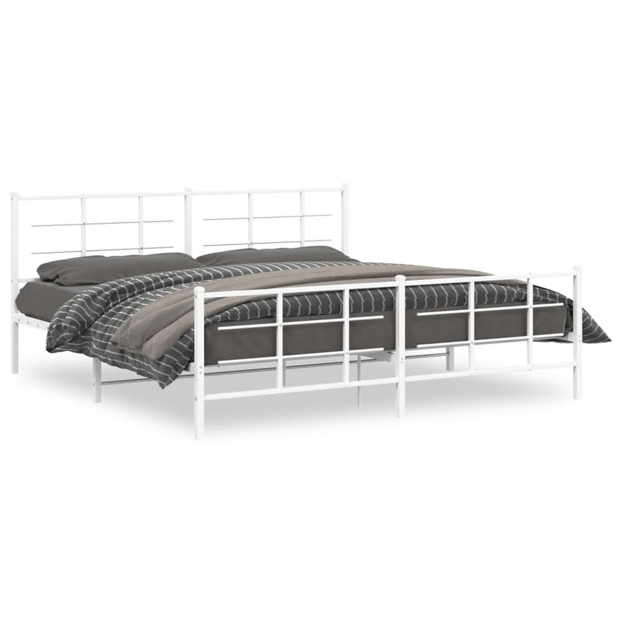 Bedframe met hoofd- en voeteneinde metaal wit 193x203 cm