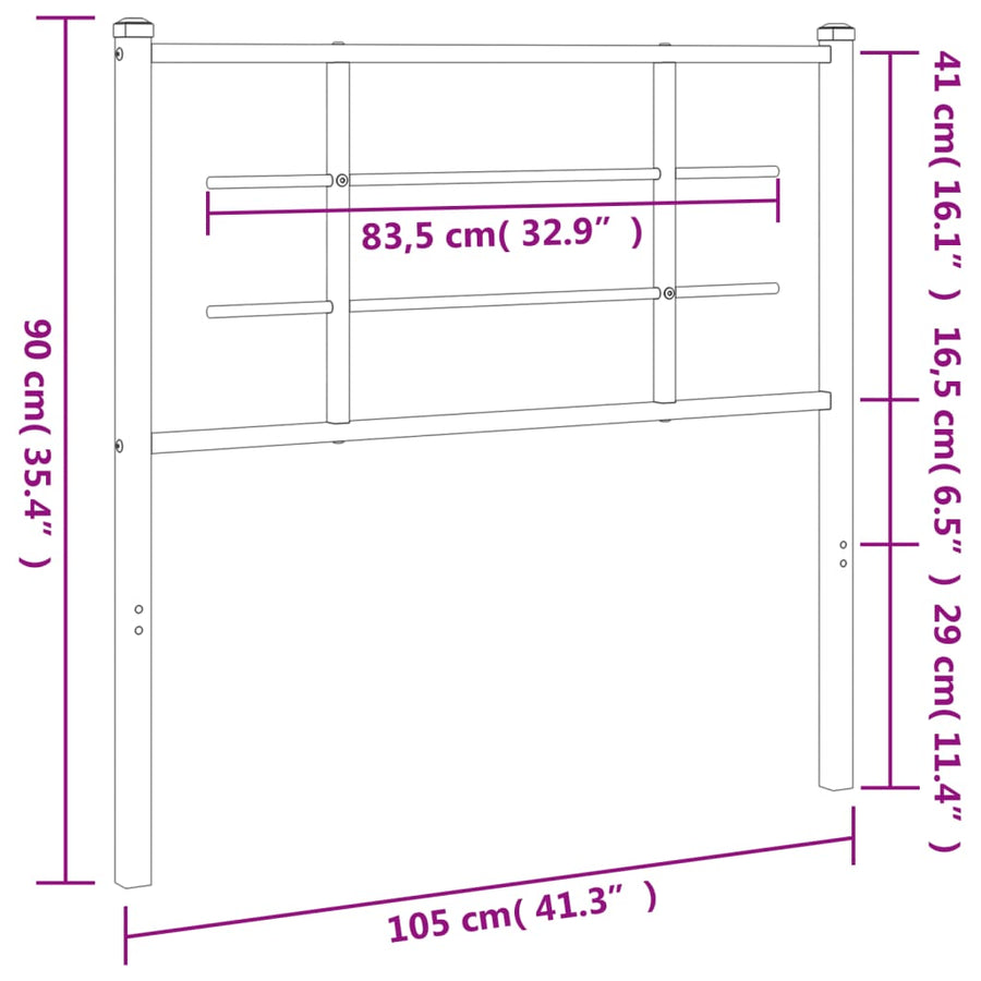 Hoofdbord Metaal 100 cm Wit