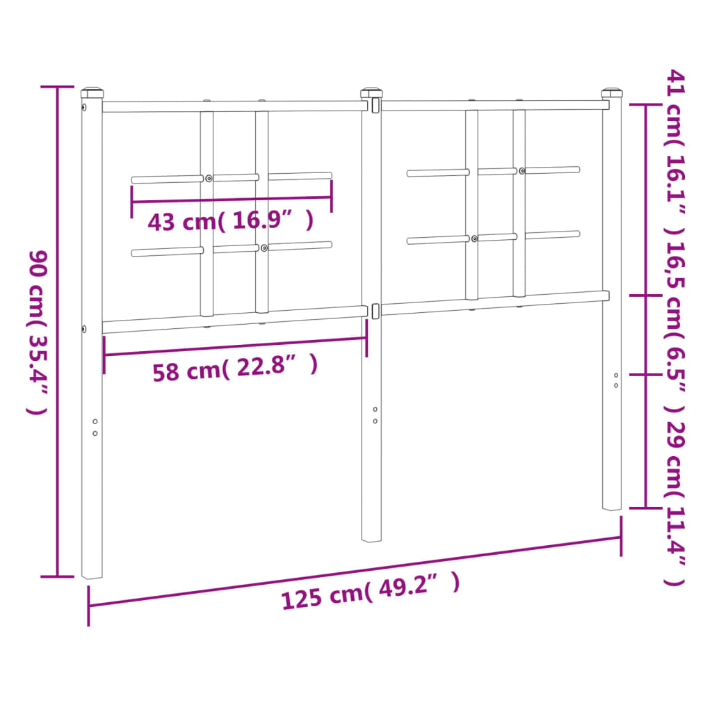 Hoofdbord Metaal 120 cm Wit