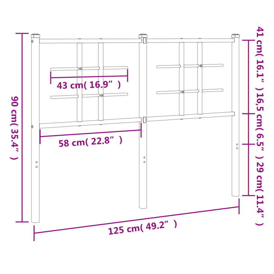 Hoofdbord Metaal 120 cm Wit