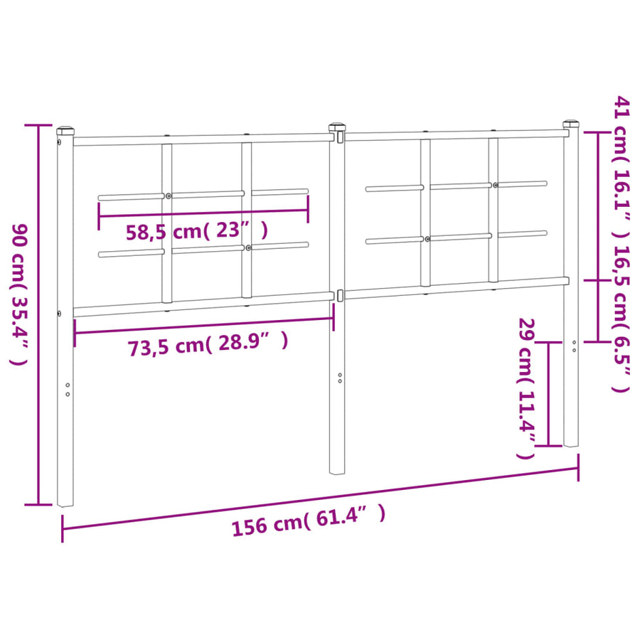 Hoofdbord Metaal 150 cm Wit