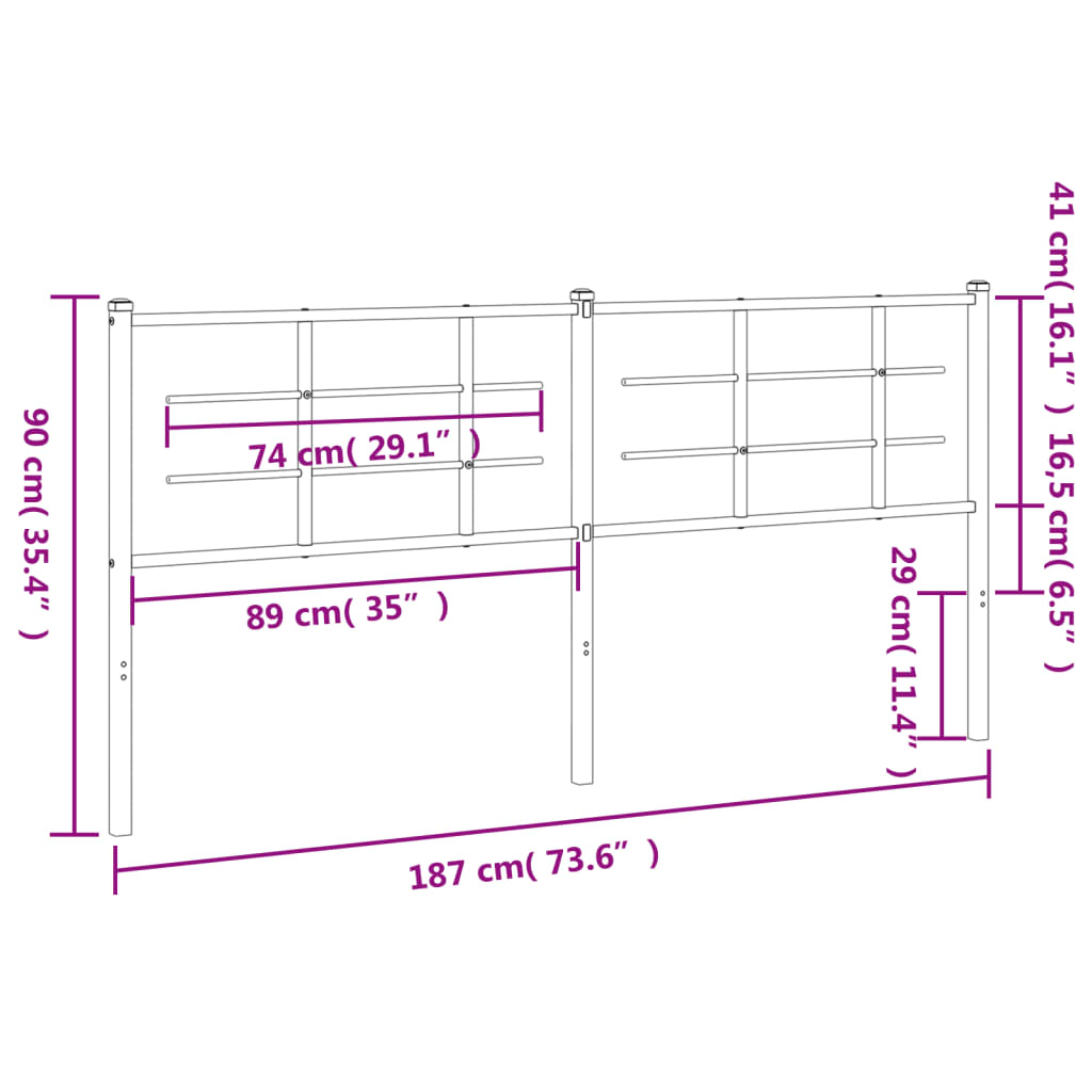 Hoofdbord Metaal 180 cm Wit