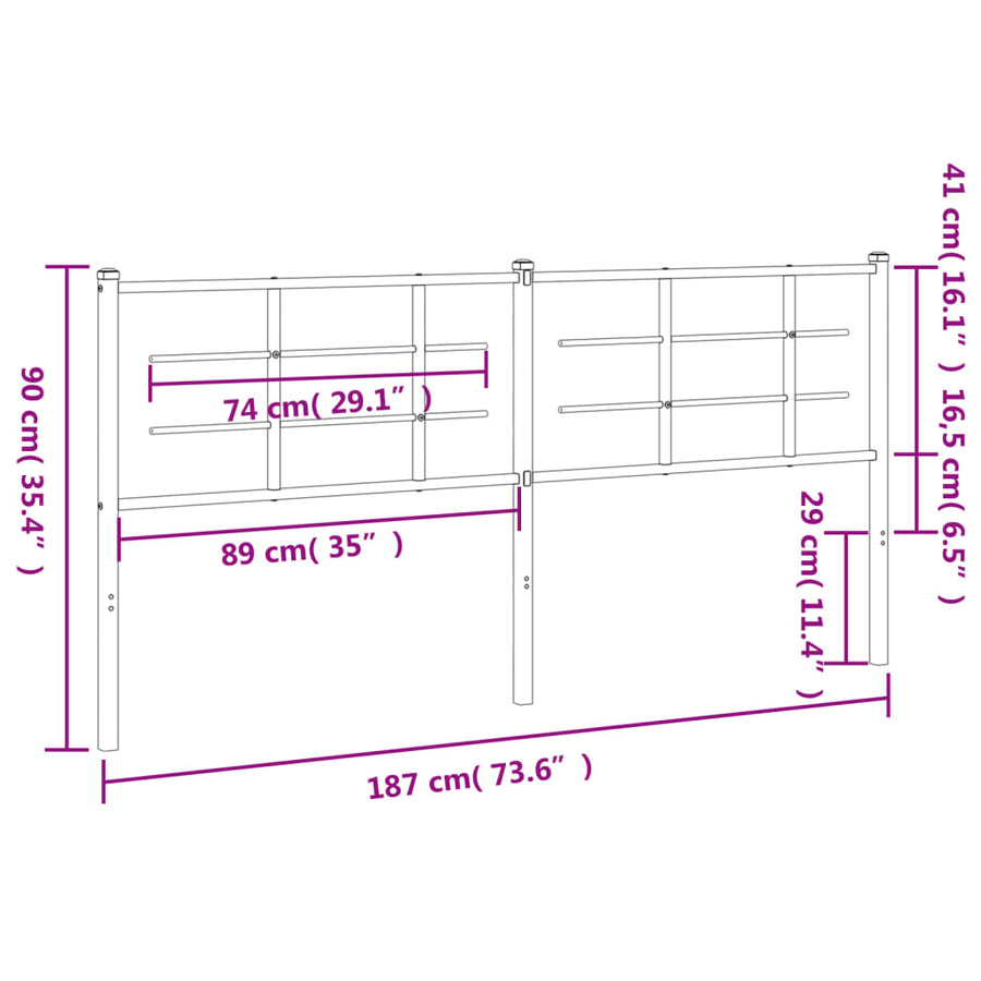 Hoofdbord Metaal 180 cm Wit