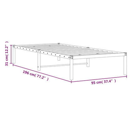 Bedframe Metaal Zwart 90X190 Cm