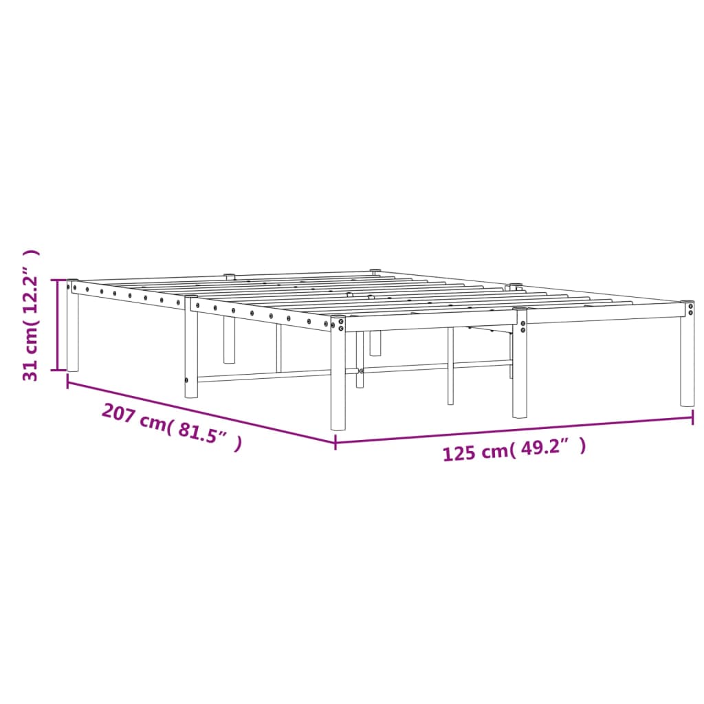 Bedframe Metaal Zwart 120X200 Cm