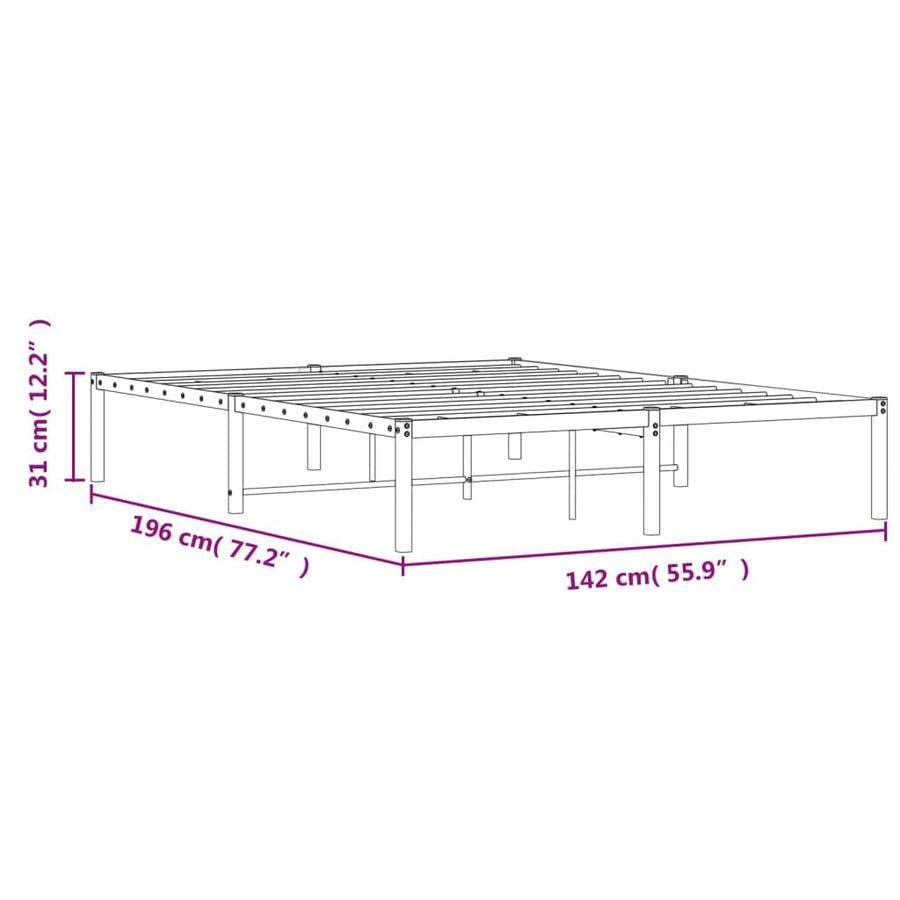 Bedframe metaal zwart 135x190 cm
