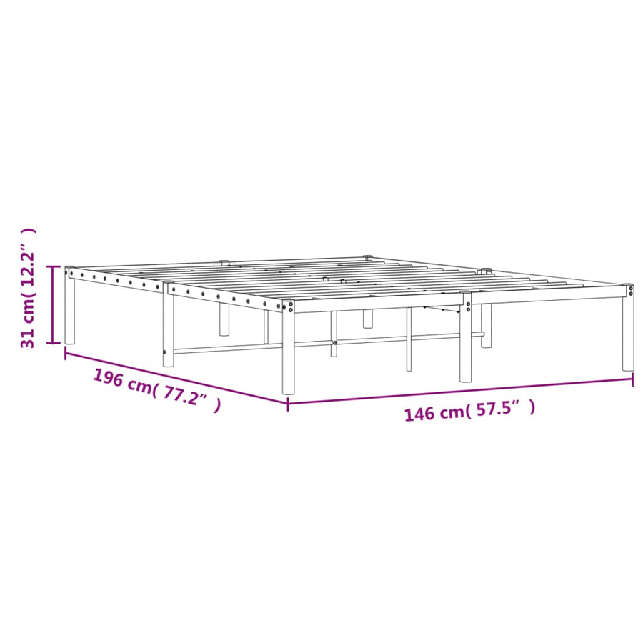Bedframe Metaal Zwart 140X190 Cm