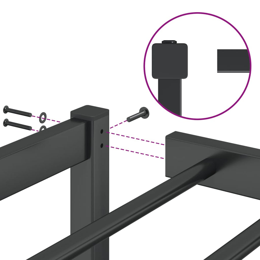 Bedframe metaal zwart 183x213 cm