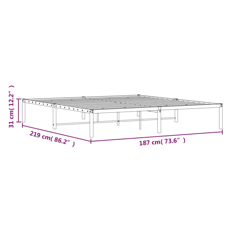 Bedframe metaal zwart 183x213 cm