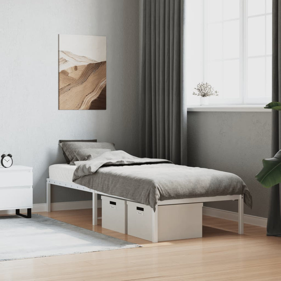 Bedframe Metaal Wit 75 X 190 Cm