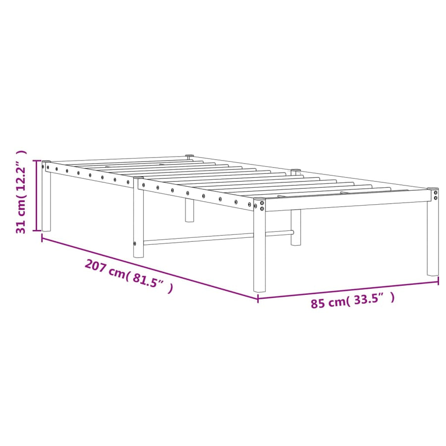 Bedframe Metaal Wit 80X200 Cm
