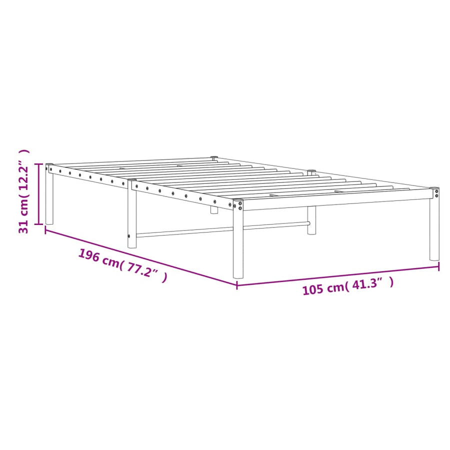 Bedframe Metaal 100 x 190 cm Wit