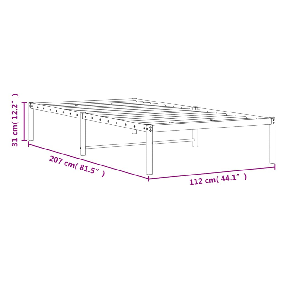 Bedframe metaal wit 107x203 cm