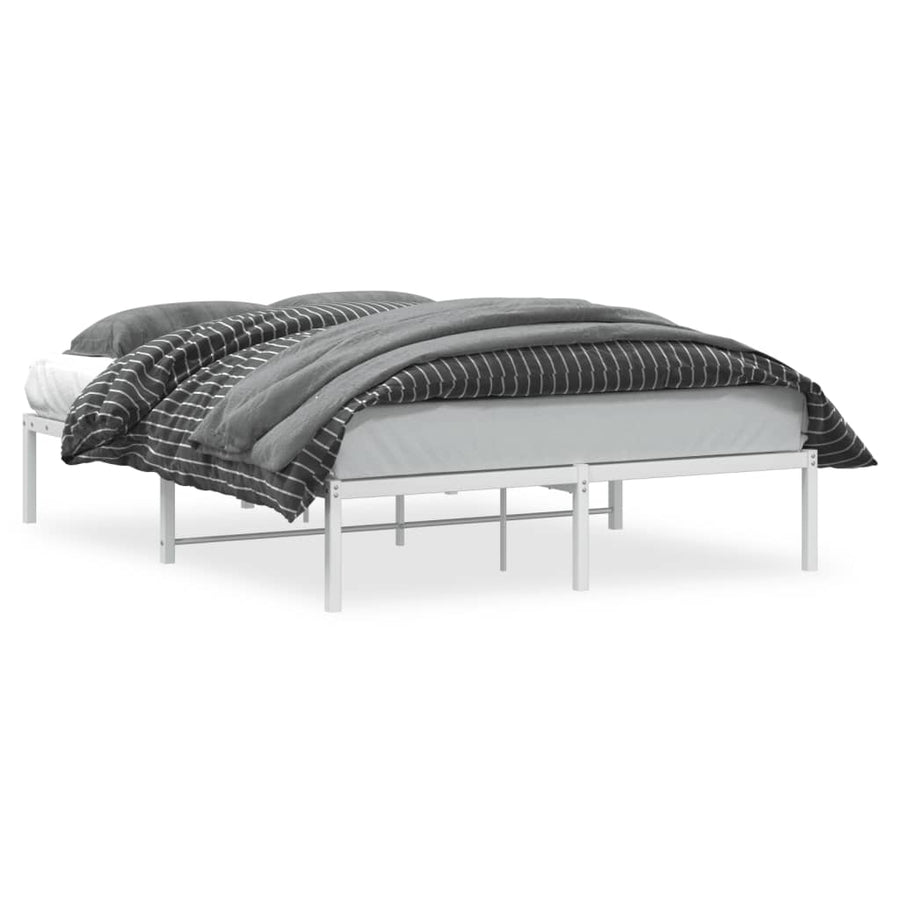 Bedframe Metaal Wit 135X190 Cm