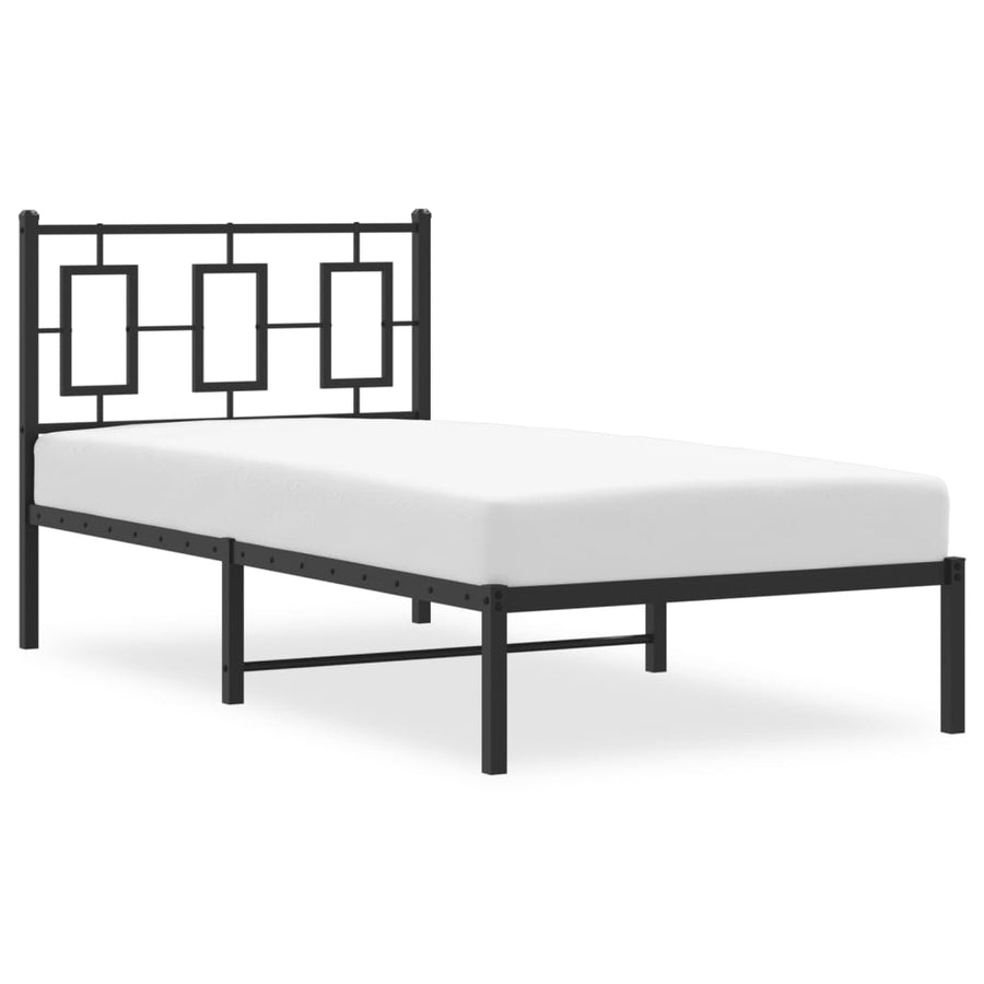 Bedframe Metaal Zwart 90 x 190 cm met hoofdbord