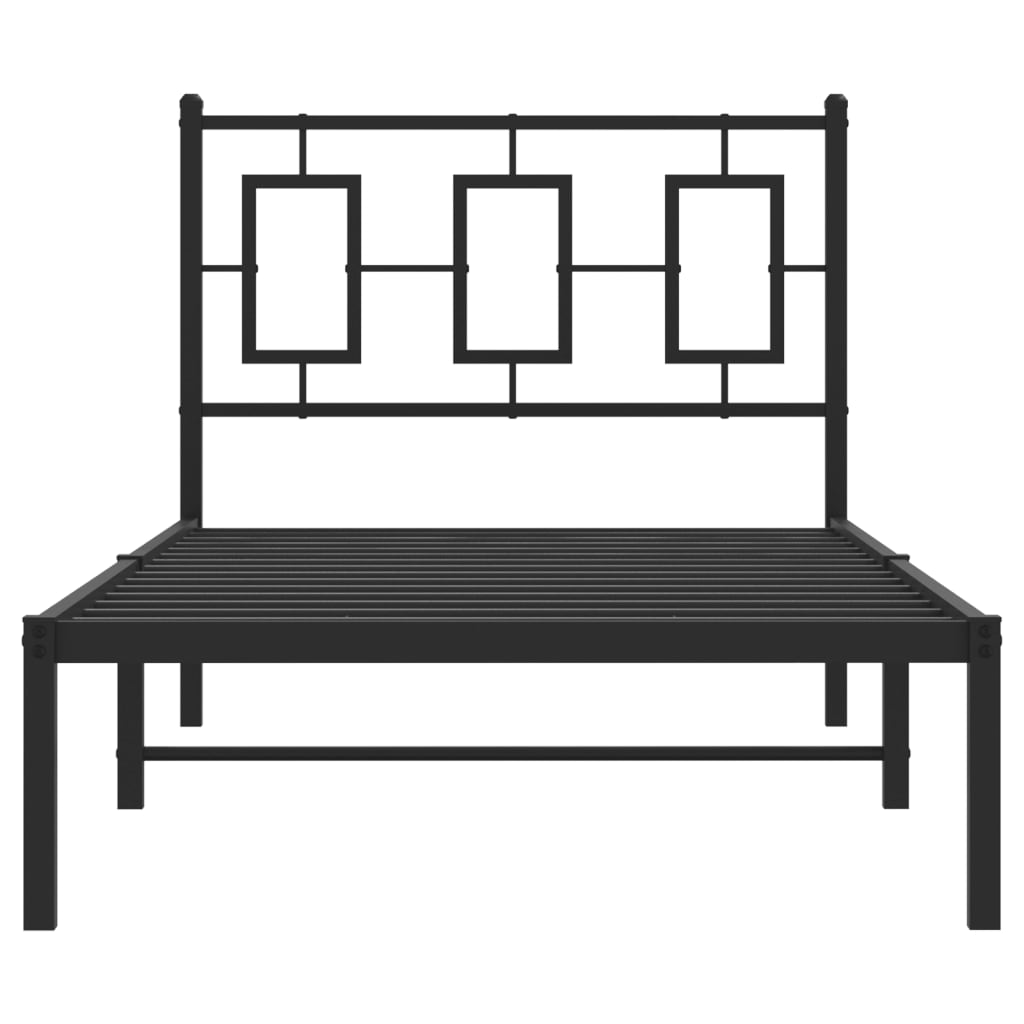 Bedframe Metaal Zwart 90 x 190 cm met hoofdbord