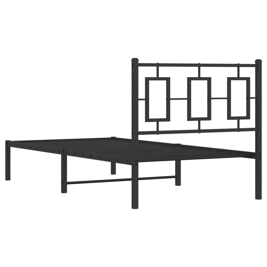 Bedframe Metaal Zwart 90 x 190 cm met hoofdbord