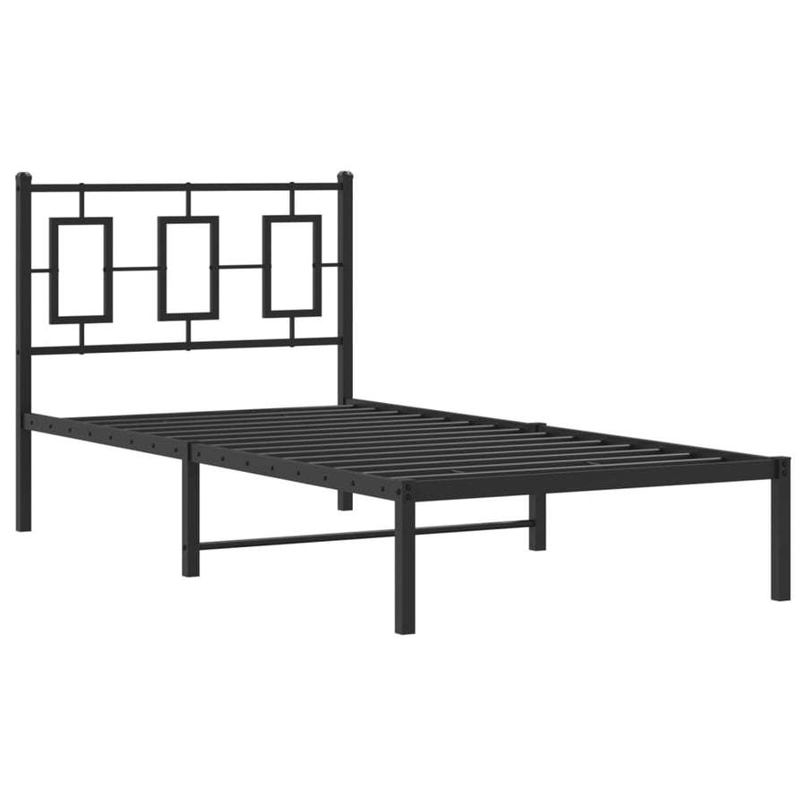 Bedframe Metaal Zwart 90 x 200 cm met hoofdbord