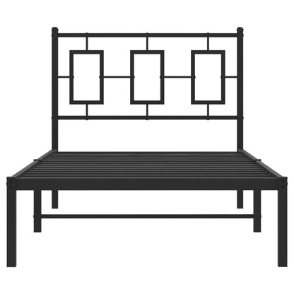 Bedframe Metaal Zwart 90 x 200 cm met hoofdbord