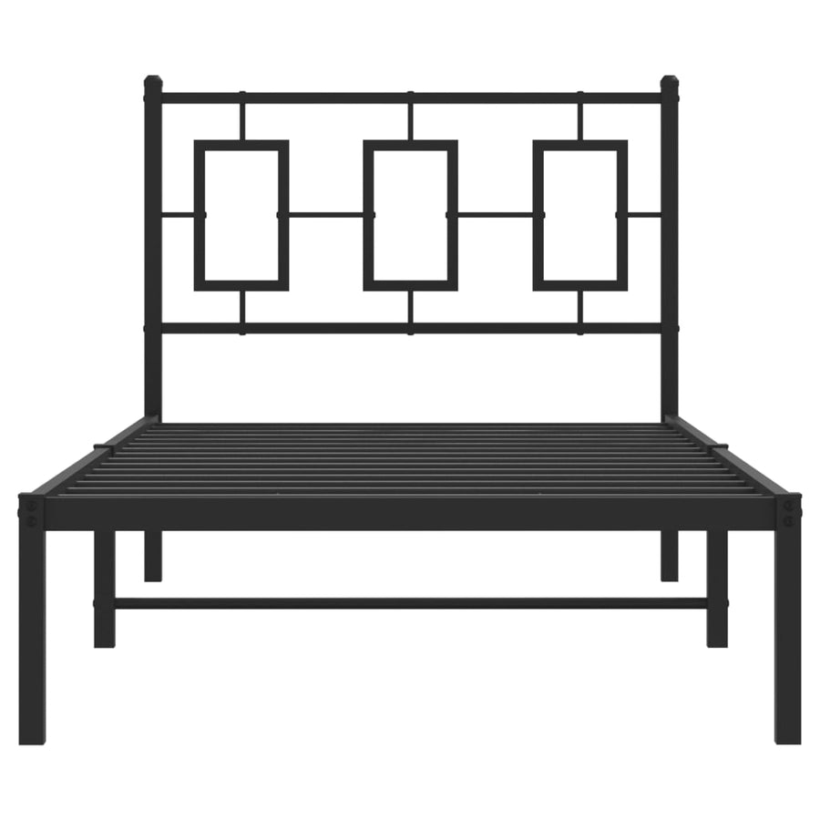 Bedframe Metaal Zwart 90 x 200 cm met hoofdbord