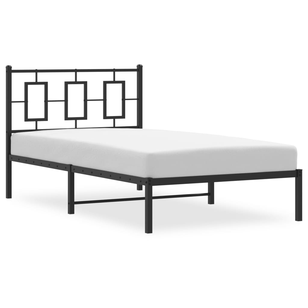 Bedframe Metaal Zwart 100 x 190 cm met hoofdbord