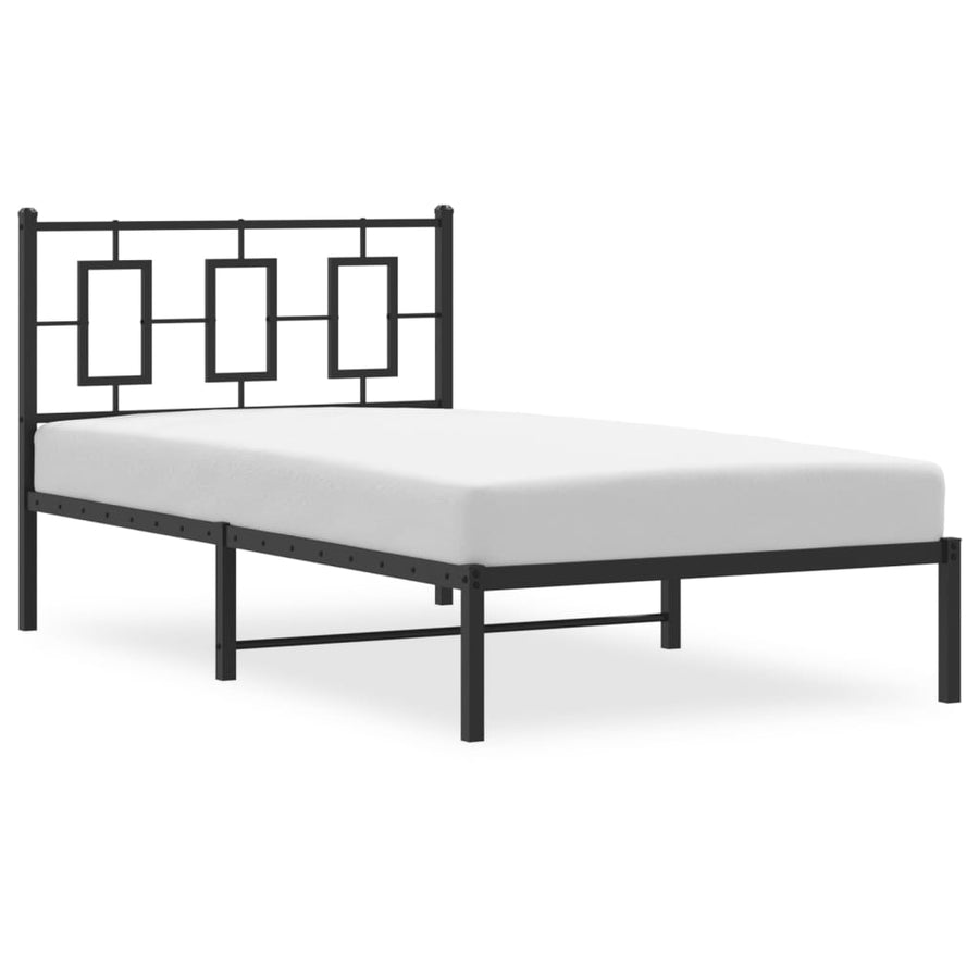 Bedframe Metaal Zwart 100 x 190 cm met hoofdbord
