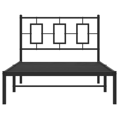 Bedframe Metaal Zwart 100 x 190 cm met hoofdbord