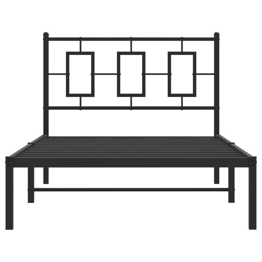 Bedframe Metaal Zwart 100 x 190 cm met hoofdbord