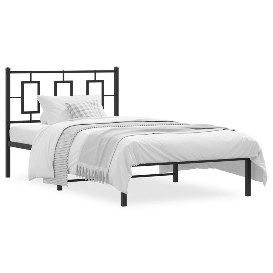 Bedframe met hoofdbord metaal zwart 100x200 cm