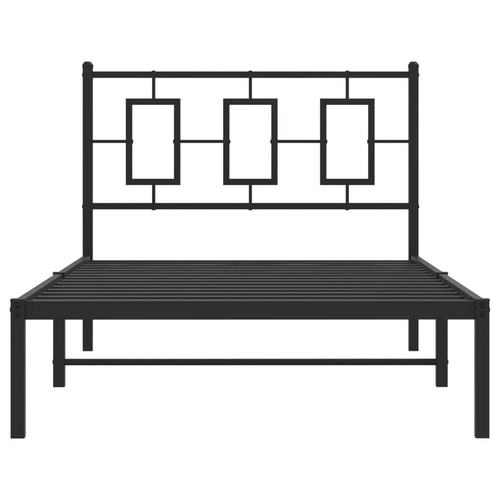 Bedframe met hoofdbord metaal zwart 100x200 cm