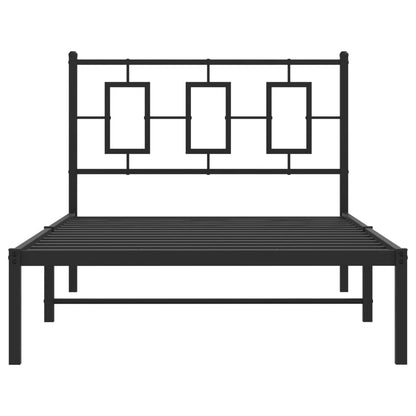 Bedframe met hoofdbord metaal zwart 100x200 cm