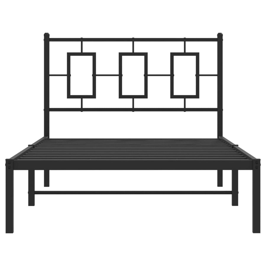 Bedframe met hoofdbord metaal zwart 100x200 cm