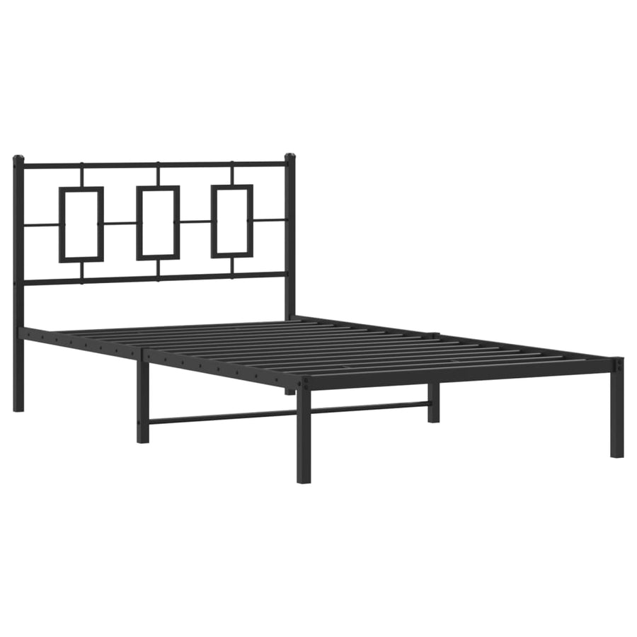 Bedframe Metaal Zwart 107 x 203 cm met hoofdbord