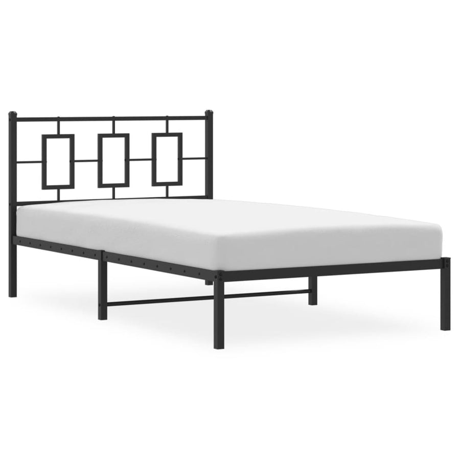 Bedframe Metaal Zwart 107 x 203 cm met hoofdbord