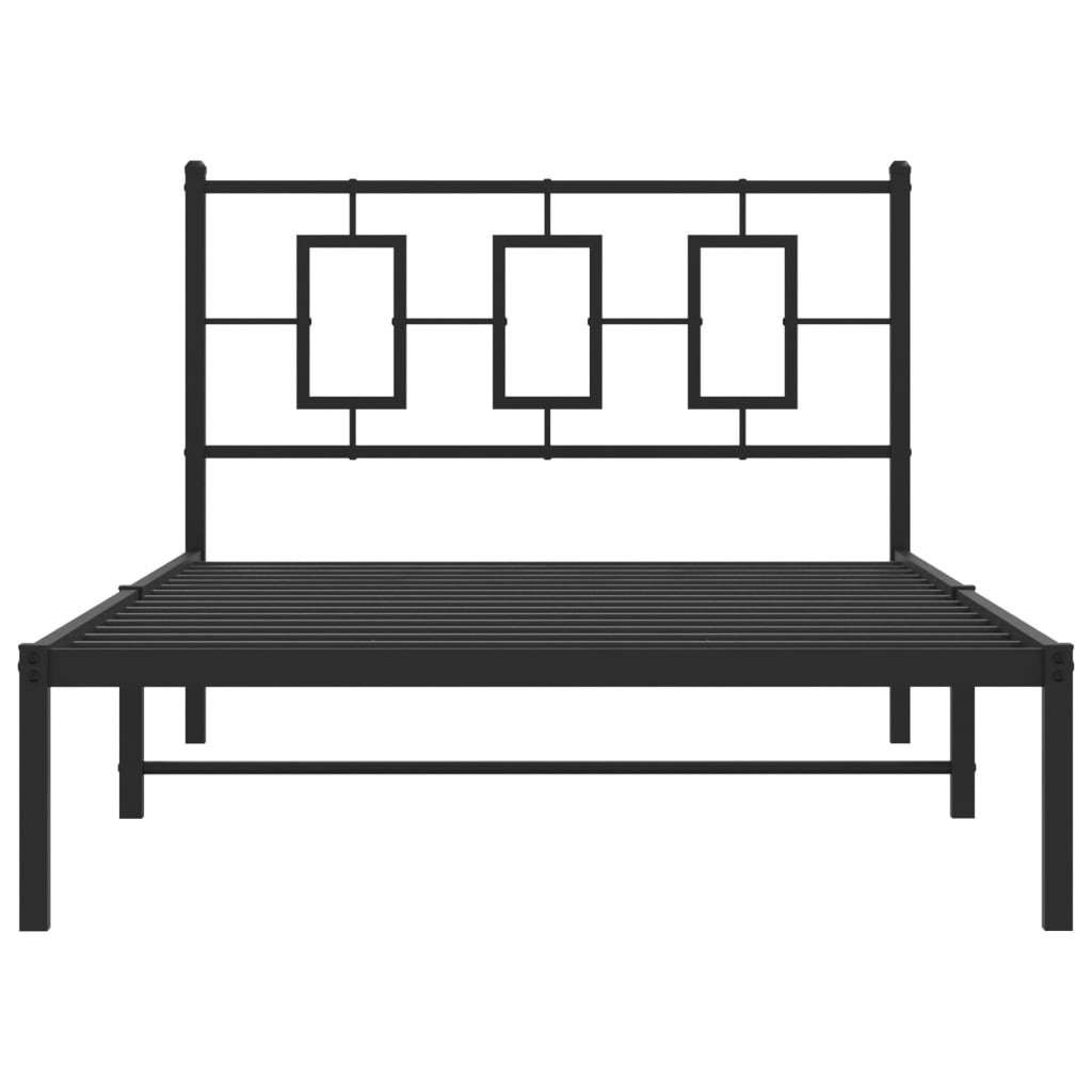 Bedframe Metaal Zwart 107 x 203 cm met hoofdbord