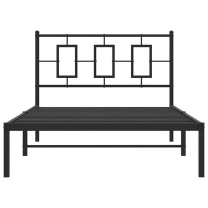 Bedframe Metaal Zwart 107 x 203 cm met hoofdbord