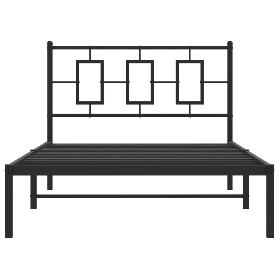 Bedframe Metaal Zwart 107 x 203 cm met hoofdbord
