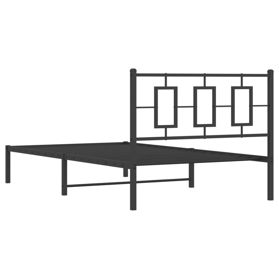 Bedframe Metaal Zwart 107 x 203 cm met hoofdbord