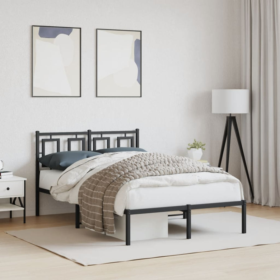 Bedframe Metaal Zwart 120 x 190 cm met hoofdbord