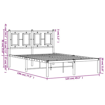 Bedframe Metaal Zwart 120 x 190 cm met hoofdbord