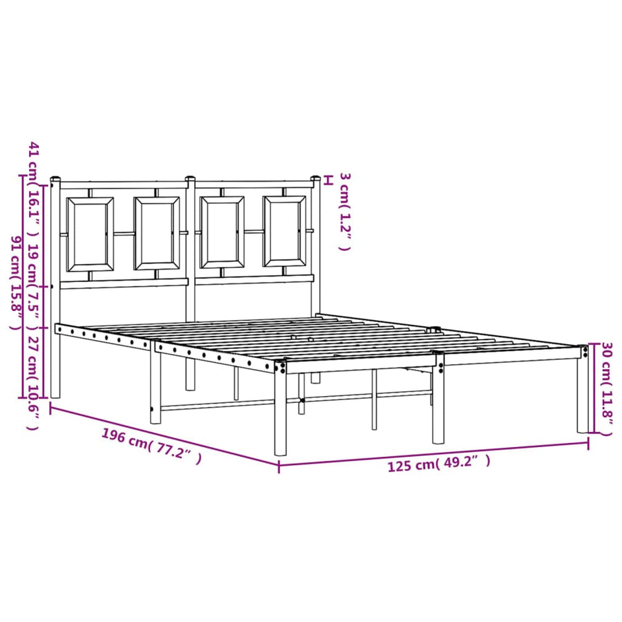 Bedframe Metaal Zwart 120 x 190 cm met hoofdbord