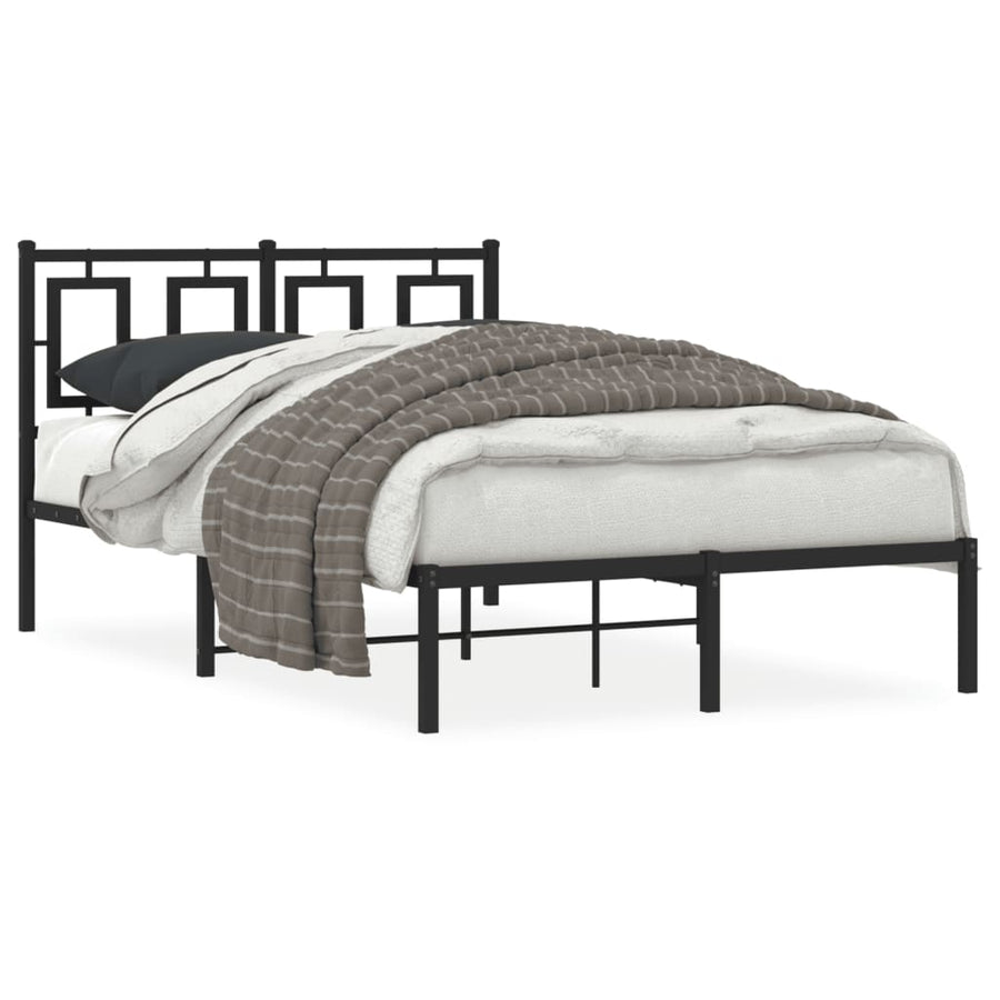 Bedframe Metaal Zwart 120 x 190 cm met hoofdbord