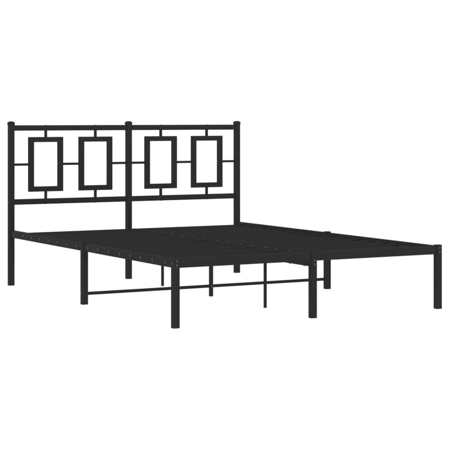 Bedframe Metaal Zwart 135 x 190 cm met hoofdbord