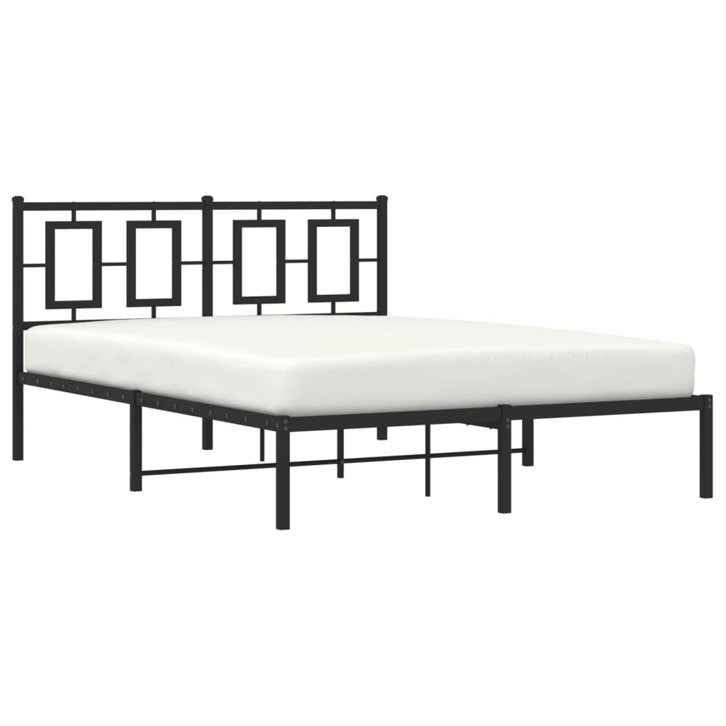 Bedframe Metaal Zwart 135 x 190 cm met hoofdbord