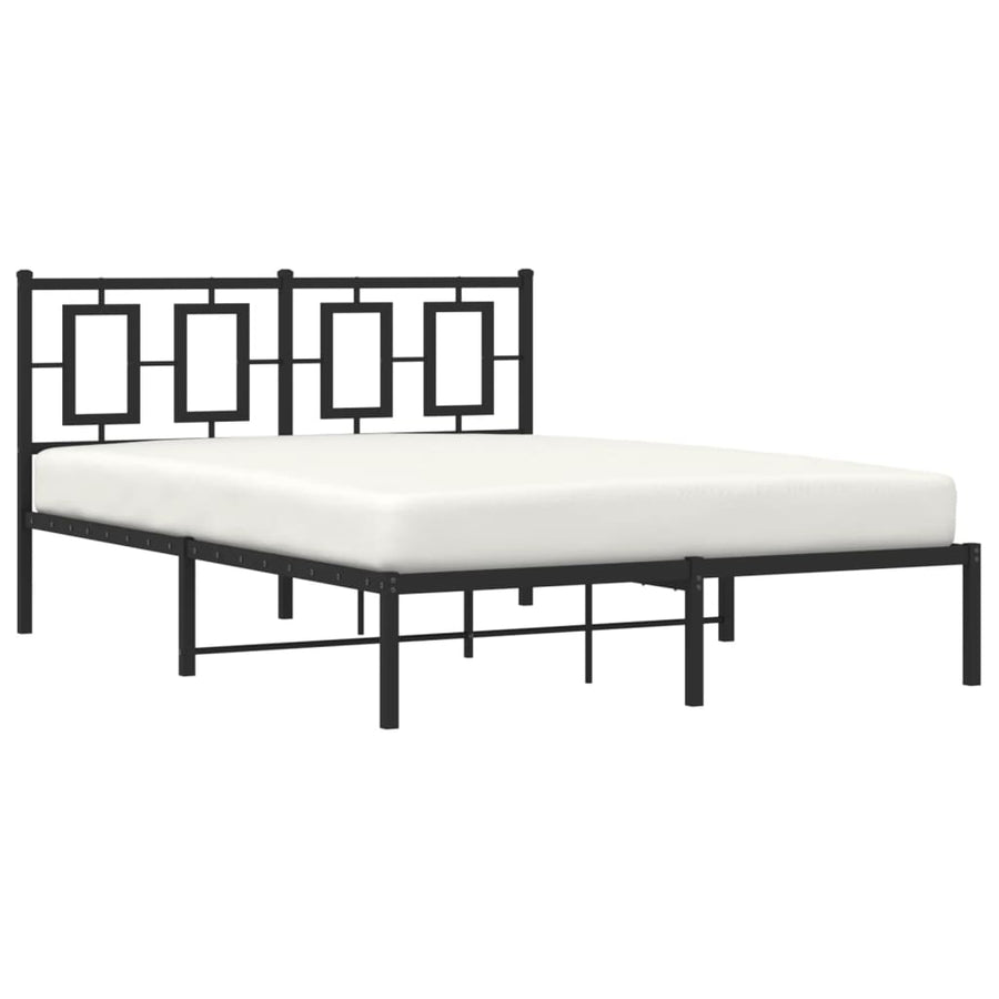 Bedframe Metaal Zwart 135 x 190 cm met hoofdbord